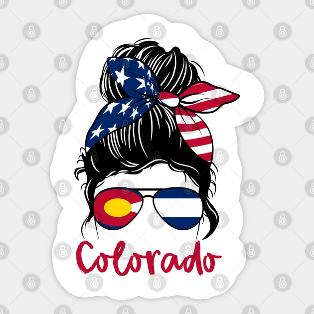 Colorado  girl Messy bun , American Girl , Colorado Flag Sticker by JayD World